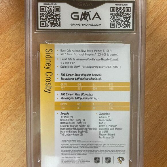 2016 Canada Post NHL Stamps Sidney Crosby Graded GMA10 - Picture 2 of 2